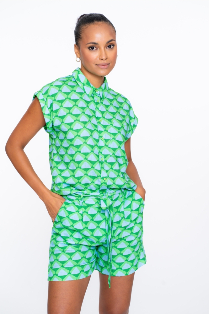 SHORTS MET ALLOVER PATROON 51412 20 GREEN/BLUE